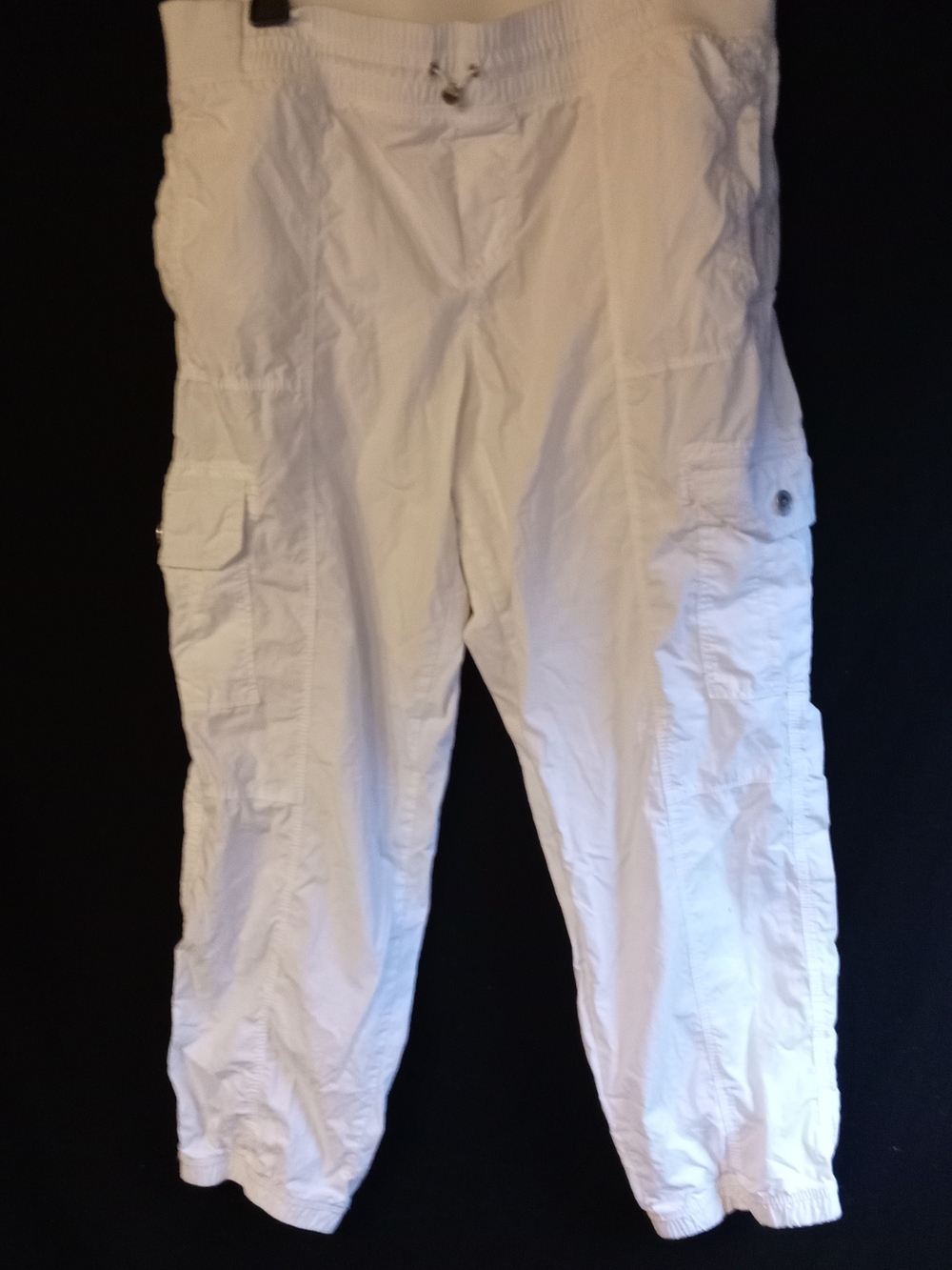 DKNY White Cargo Pants with Elastic Waist